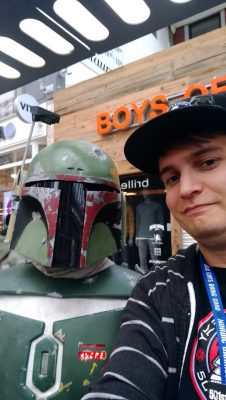 Me with a 501st member in a Boba Fett costume