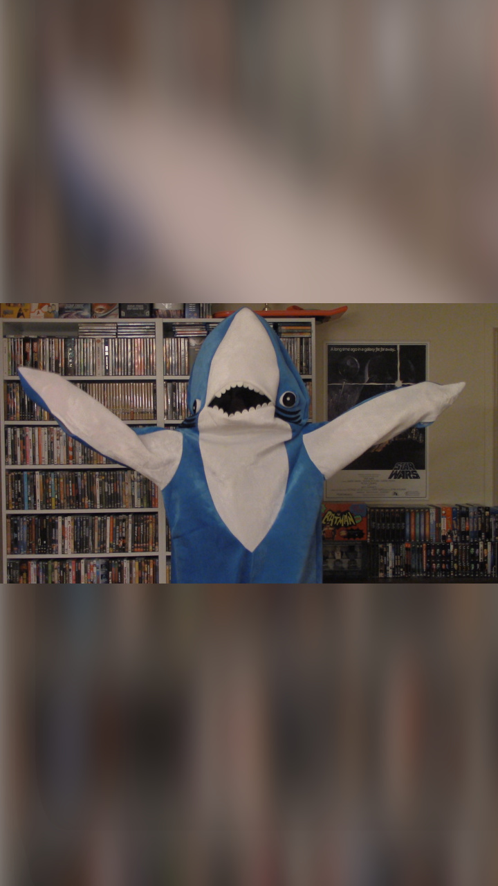 I'm dressed as a cartoonish shark. It's a full body suit.